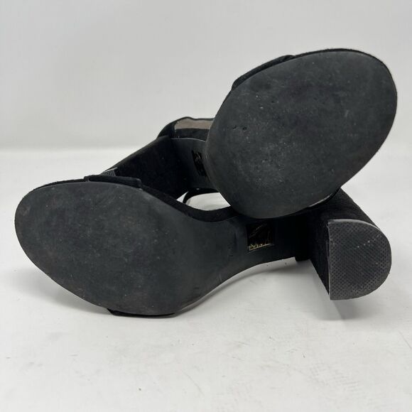Jeffrey Campbell Lindsay Black Suede Block Heels Women's 7.5 Ankle Strap - Picture 8 of 10